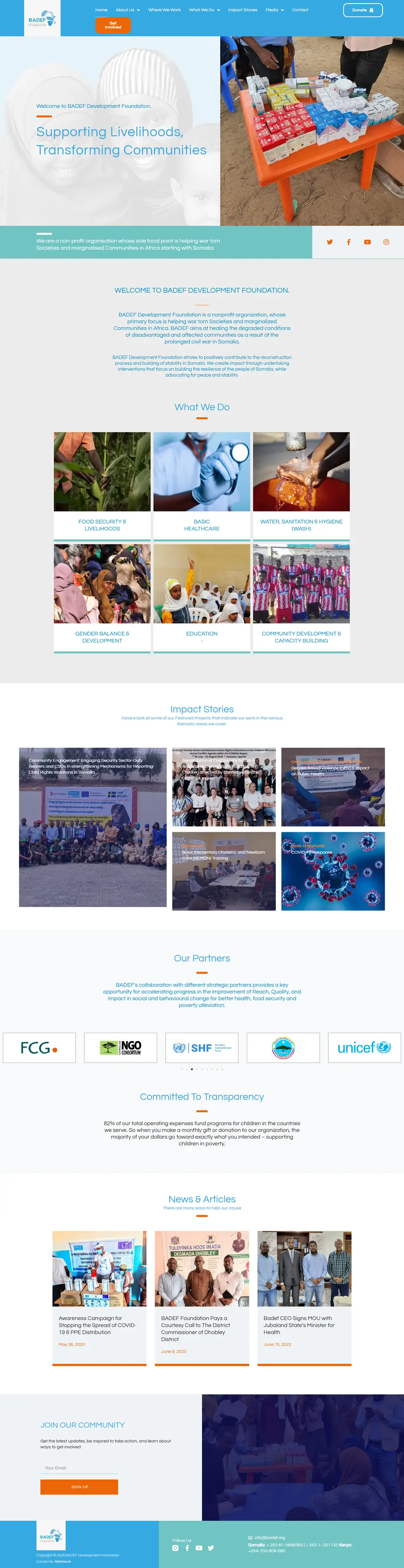 Full length screenshot of the original BADEF homepage