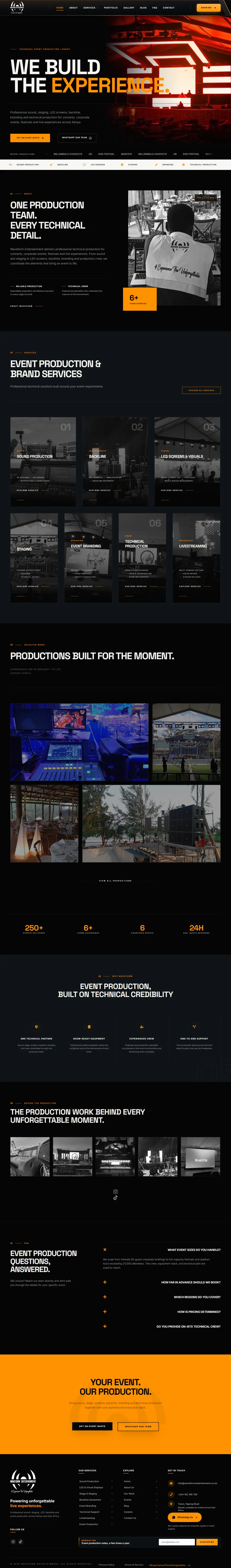 Full length screenshot of the Waveform Entertainment homepage