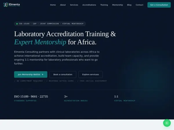 Elmenta Consulting website designed by Stechaide Solutions