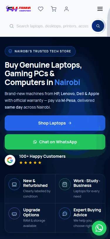 Fahavi Computers online store on a mobile phone