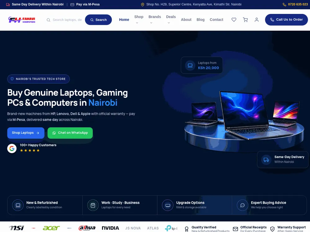 Fahavi Computers ecommerce website built by Stechaide Solutions