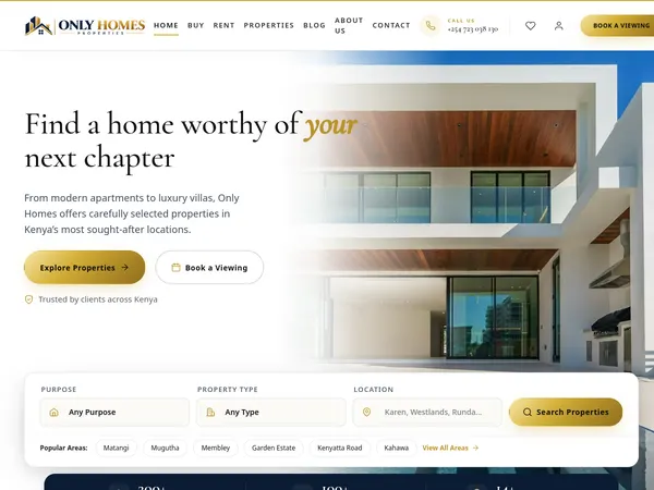 Only Homes Properties real estate website by Stechaide Solutions